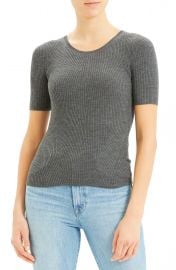 Regal Moving Ribbed Short Sleeve Wool Sweater at Nordstrom